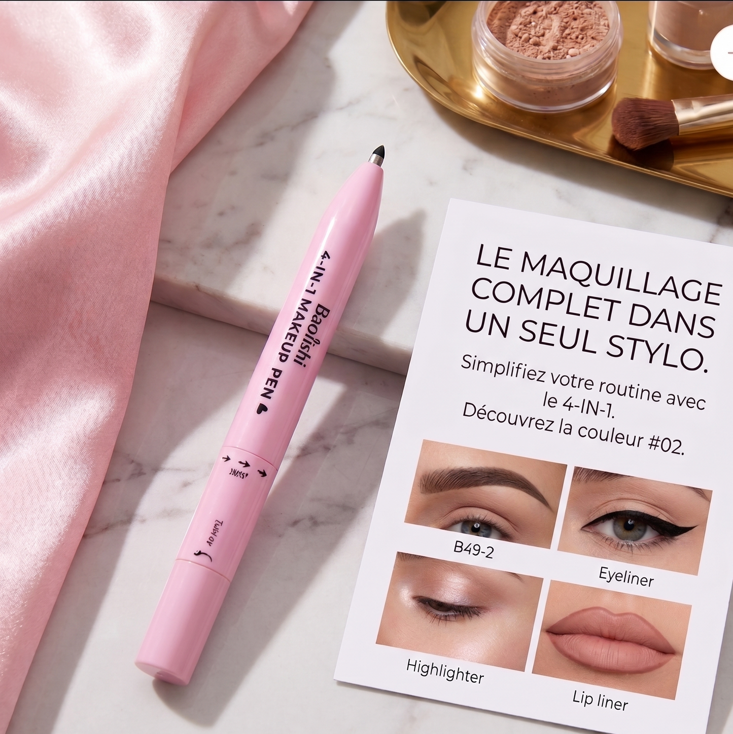 Stylo Maquillage Multifonction 4en1 — Eyeliner · Sourcils · Lèvres · Fard