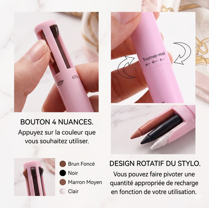 Stylo Maquillage Multifonction 4en1 — Eyeliner · Sourcils · Lèvres · Fard