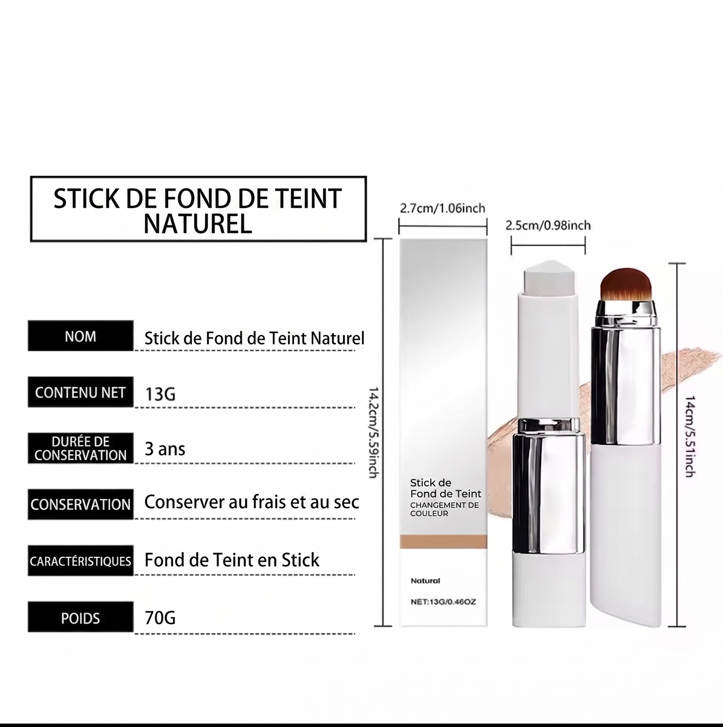 Stick Fond de Teint Color Changing 2en1 — Teint Parfait & Naturel