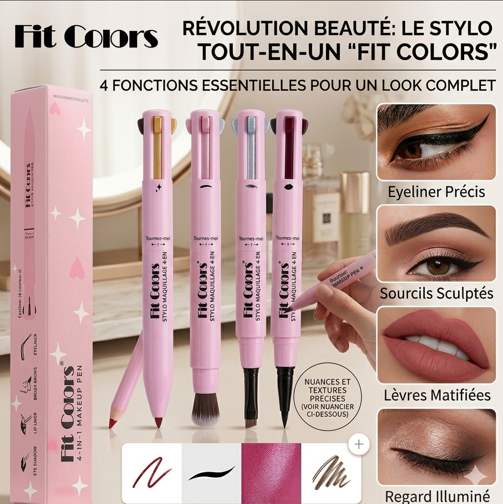 Stylo Maquillage Multifonction 4en1 — Eyeliner · Sourcils · Lèvres · Fard