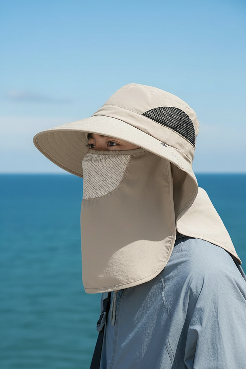 Chapeau Bouclier Solaire — Protection UV50+ Visage & Cou
